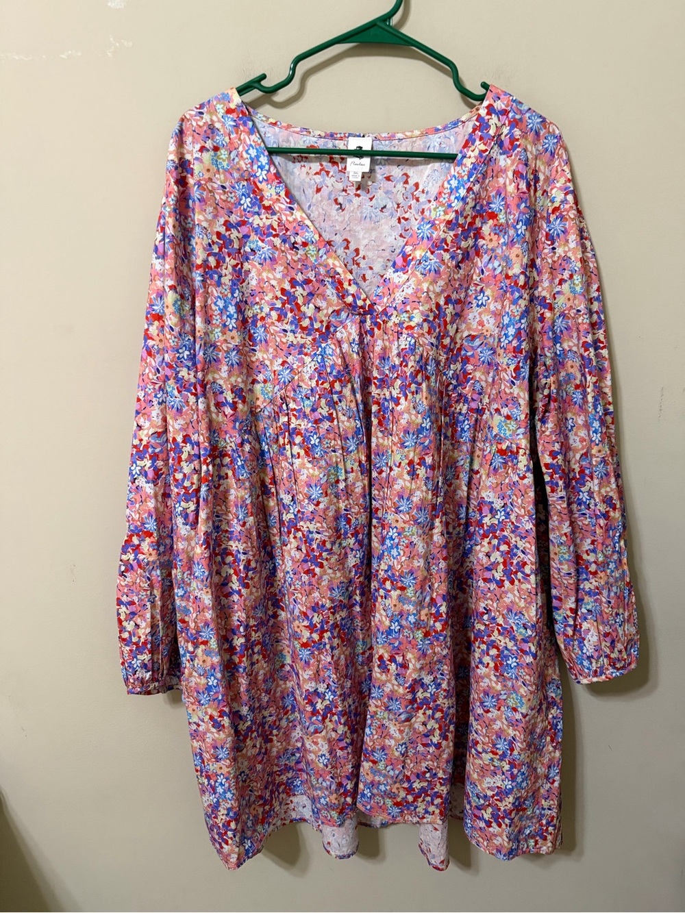 Flawless Floral V-Neck dress boho summer swim euc 3x plus cotton party comfort